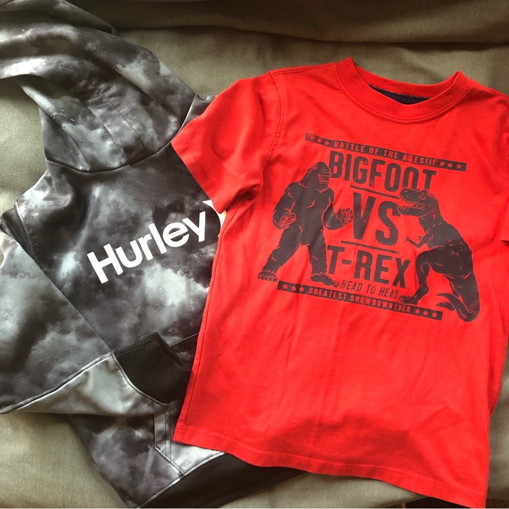 Hurley hoodie sweatshirt size 7 and gap kids size small shirt
